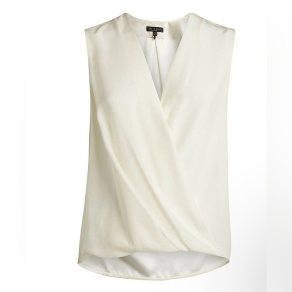 rag & bone Tops - RAG & BONE 100% SILK CREAM WRAP BLOUSE SMALL